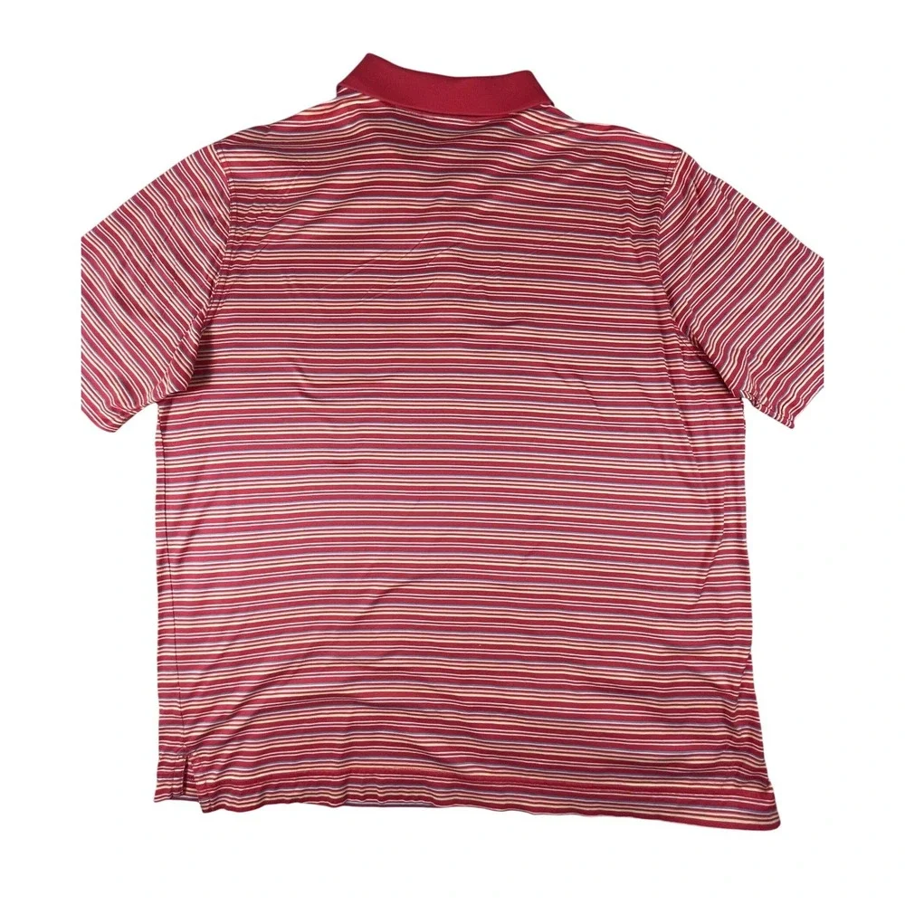 Bobby Jones Polo Shirt Mens XL Red Striped Short Sleeve Golf Cotton Classic Logo